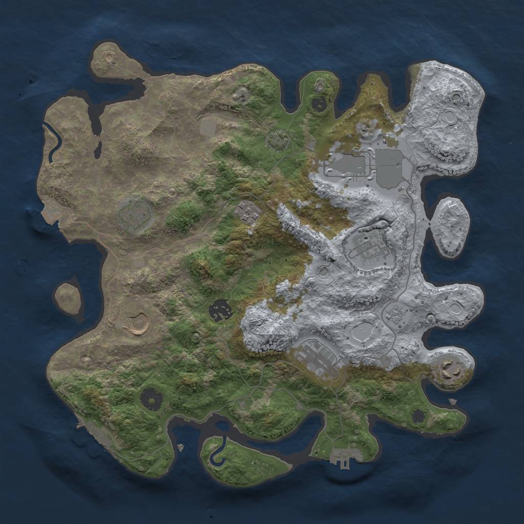 Rust Map: Procedural Map, Size: 3500, Seed: 588444237, 16 Monuments