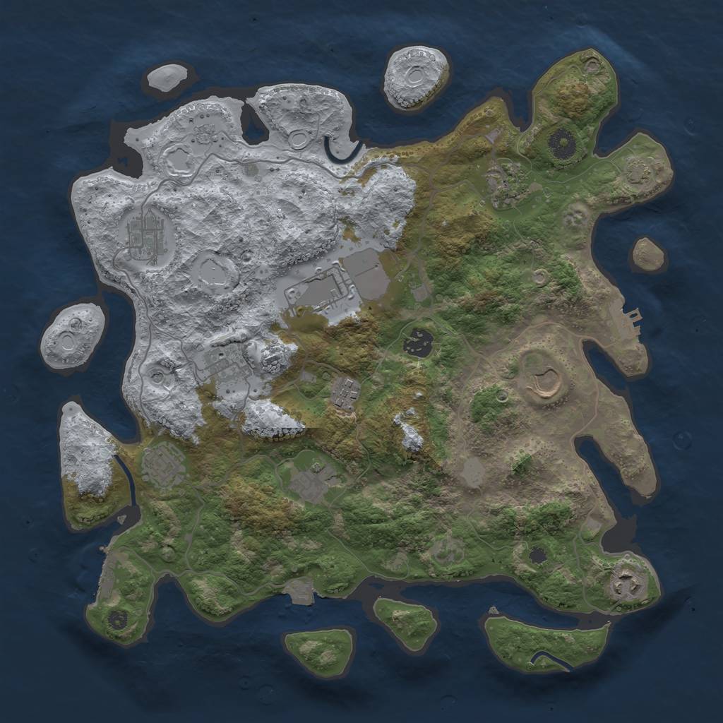 Rust Map: Procedural Map, Size: 3750, Seed: 324347283, 18 Monuments