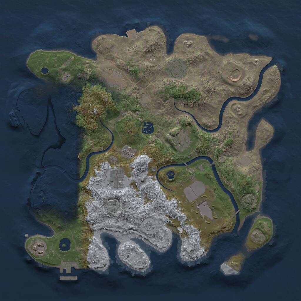 Rust Map: Procedural Map, Size: 3600, Seed: 664674656, 15 Monuments
