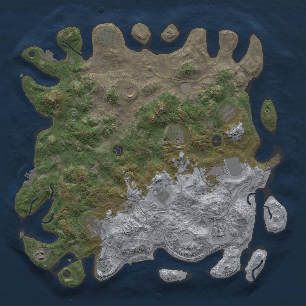 Rust Map: Procedural Map, Size: 4258, Seed: 631163829, 19 Monuments