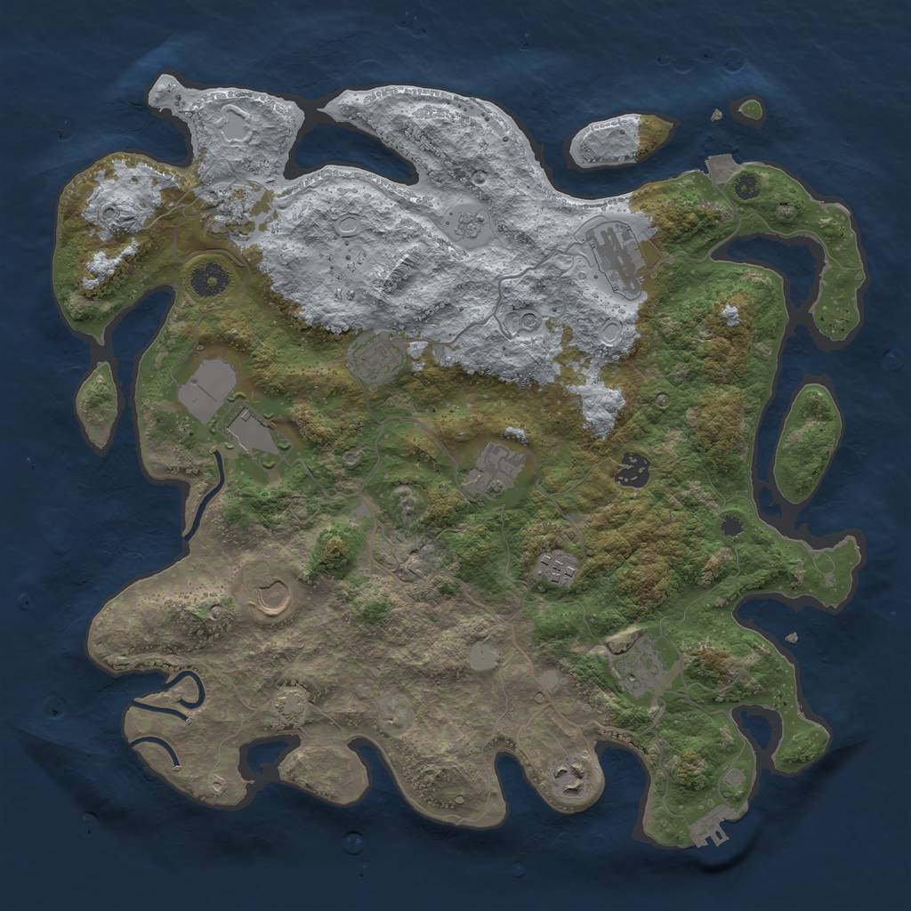 Rust Map: Procedural Map, Size: 3850, Seed: 673193874, 17 Monuments