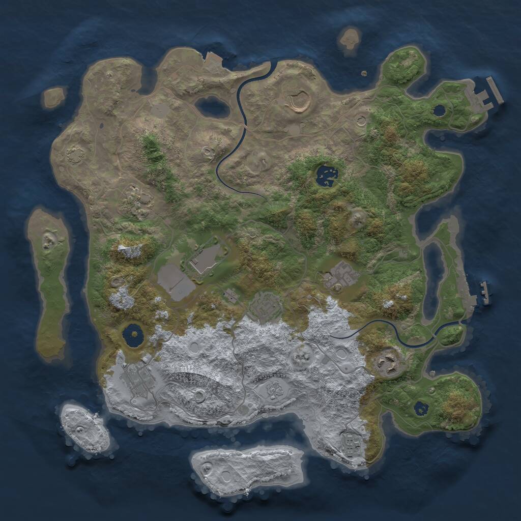 Rust Map: Procedural Map, Size: 3600, Seed: 464560760, 15 Monuments