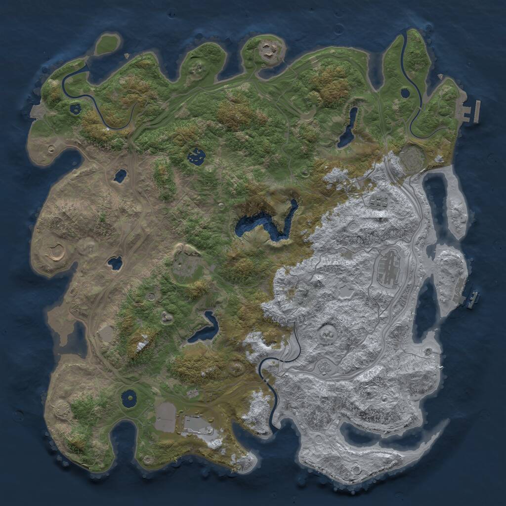 Rust Map: Procedural Map, Size: 4500, Seed: 45323599, 14 Monuments