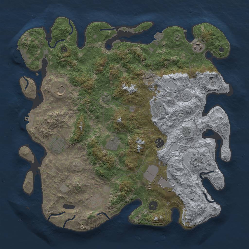 Rust Map: Procedural Map, Size: 4000, Seed: 250760199, 18 Monuments