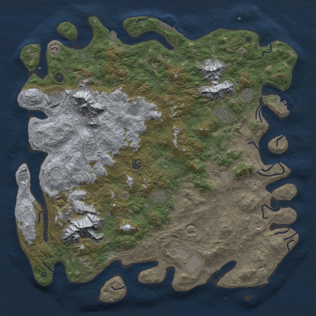 Rust Map: Procedural Map, Size: 5250, Seed: 545355189, 19 Monuments