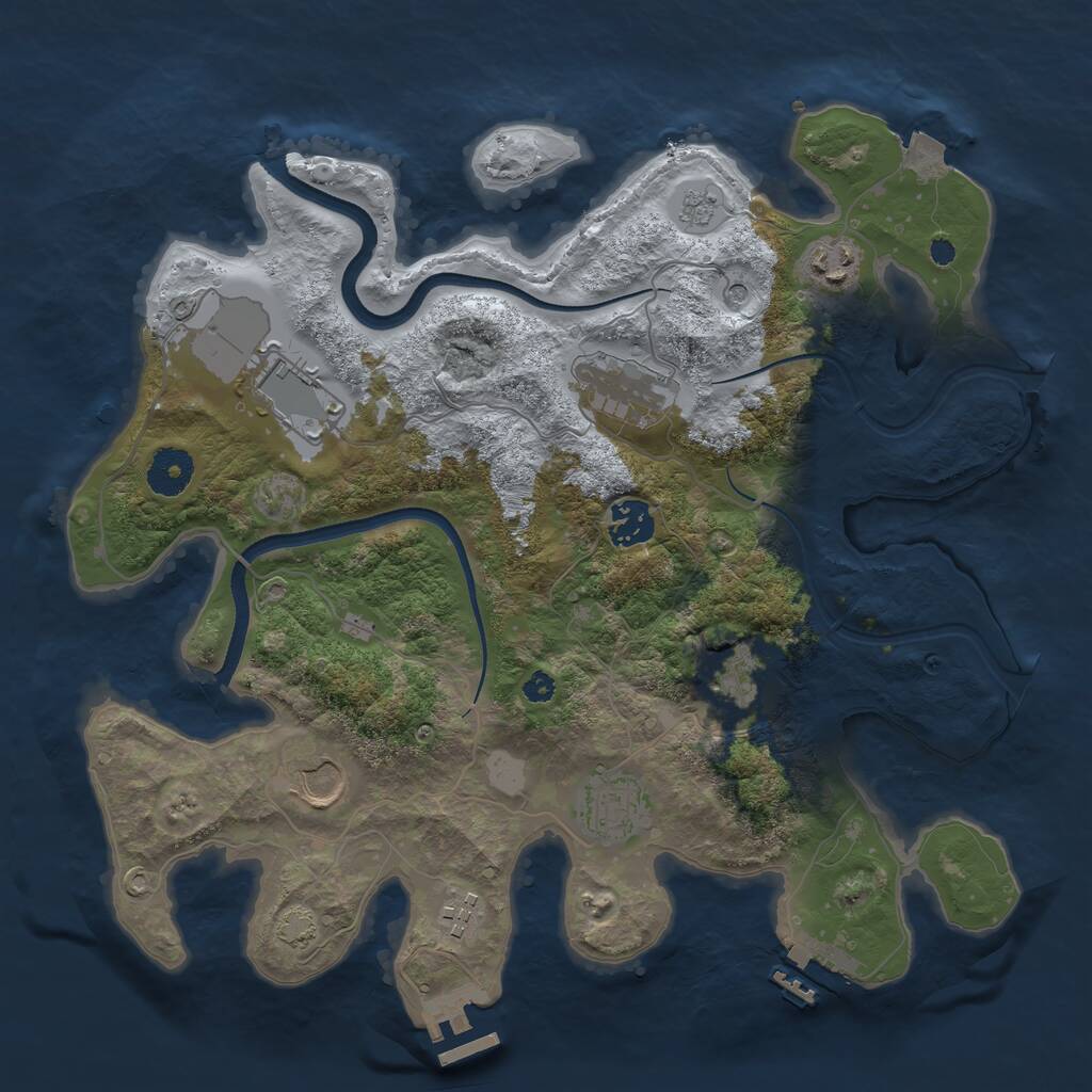 Rust Map: Procedural Map, Size: 3500, Seed: 815372502, 14 Monuments