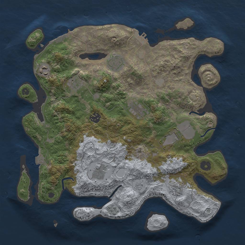 Rust Map: Procedural Map, Size: 3500, Seed: 1670778404, 17 Monuments