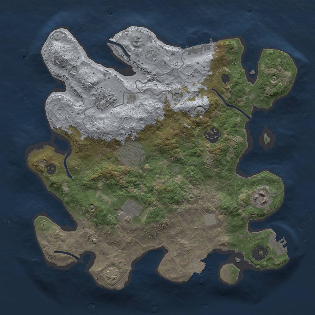 Rust Map: Procedural Map, Size: 3000, Seed: 500924034, 13 Monuments