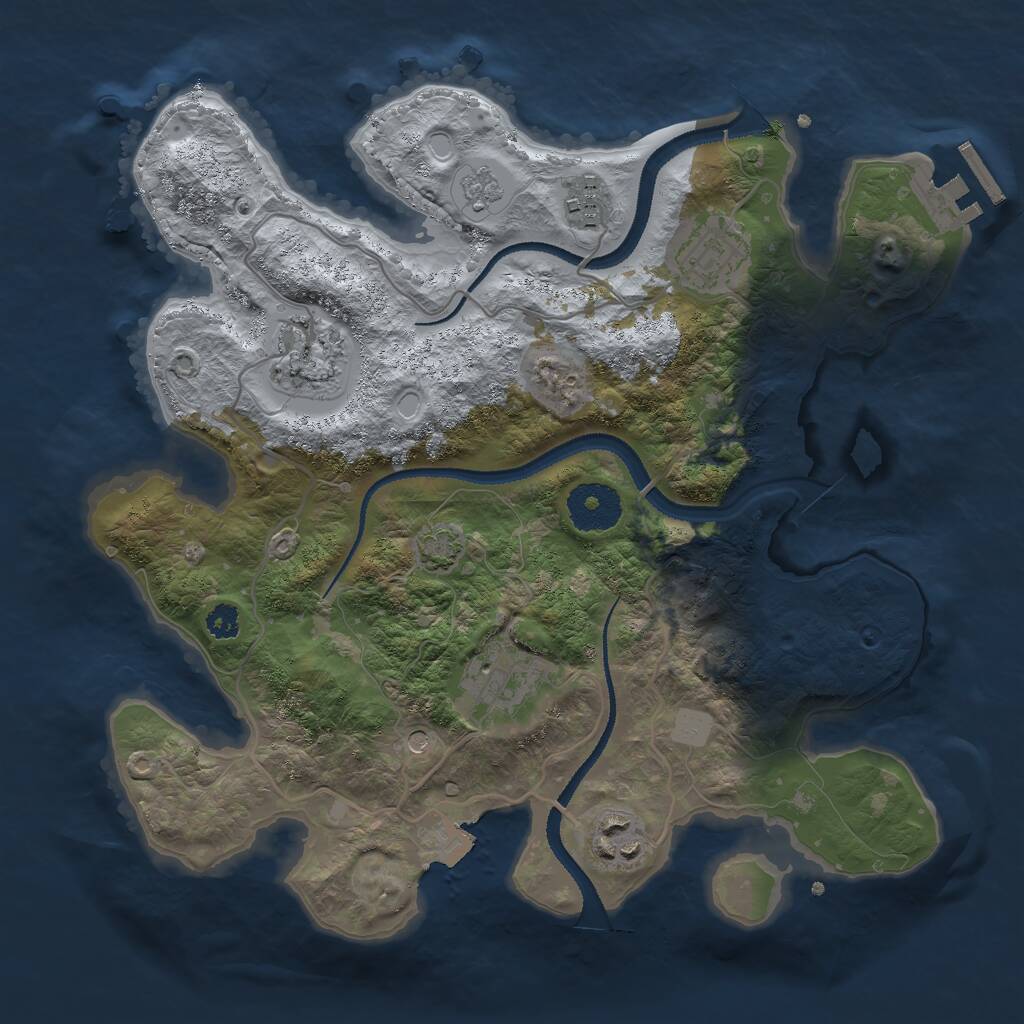 Rust Map: Procedural Map, Size: 3000, Seed: 500924034, 10 Monuments