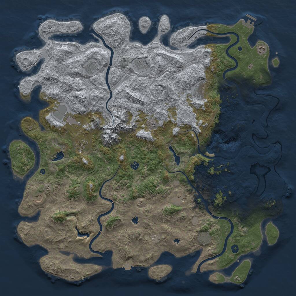 Rust Map: Procedural Map, Size: 5500, Seed: 1052368568, 17 Monuments