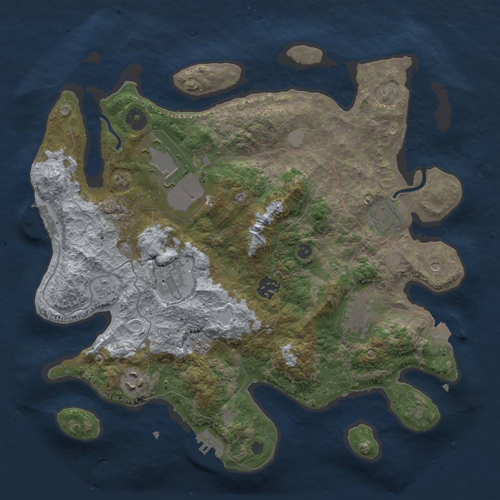 Rust Map: Procedural Map, Size: 3500, Seed: 1145385469, 15 Monuments