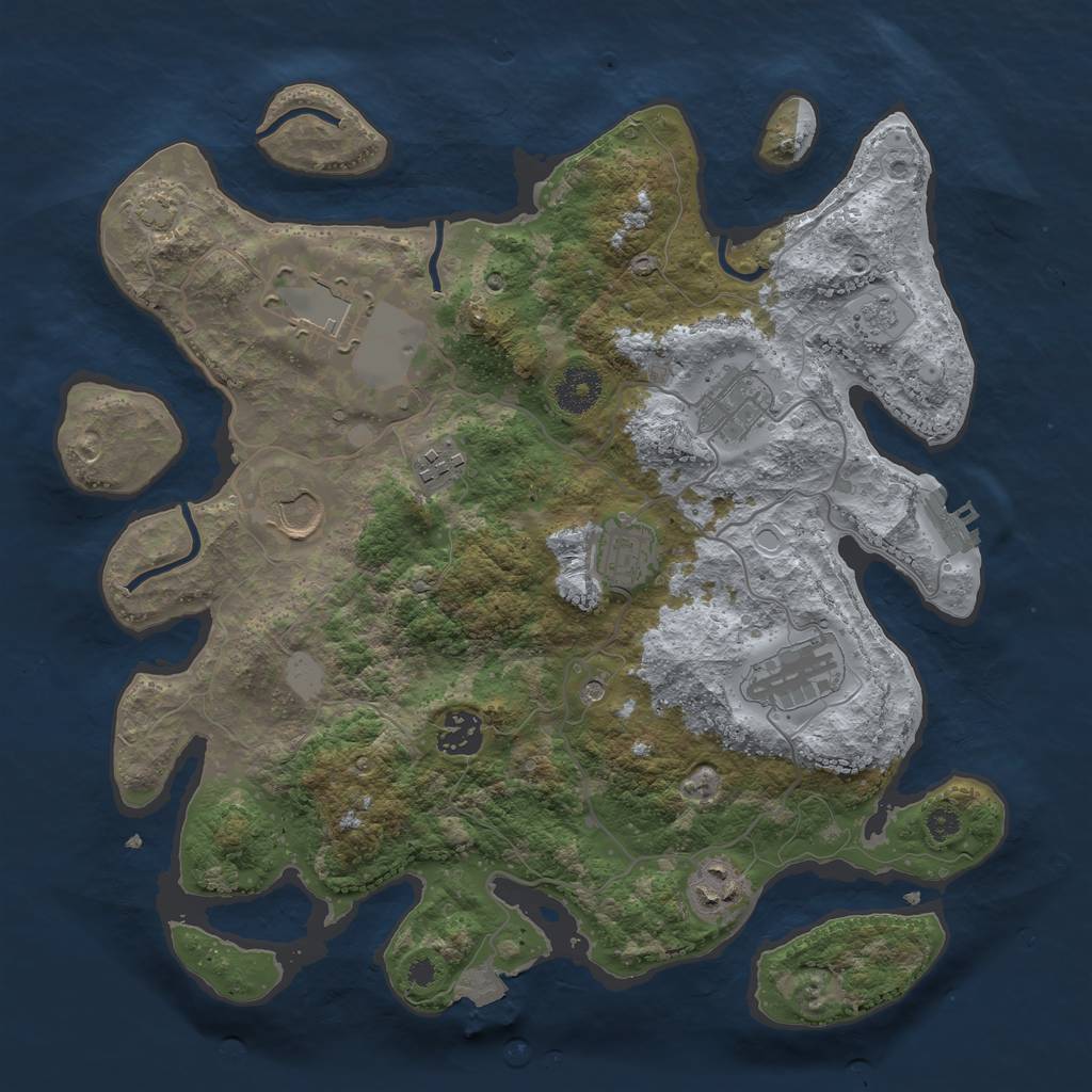 Rust Map: Procedural Map, Size: 3500, Seed: 1594226075, 15 Monuments