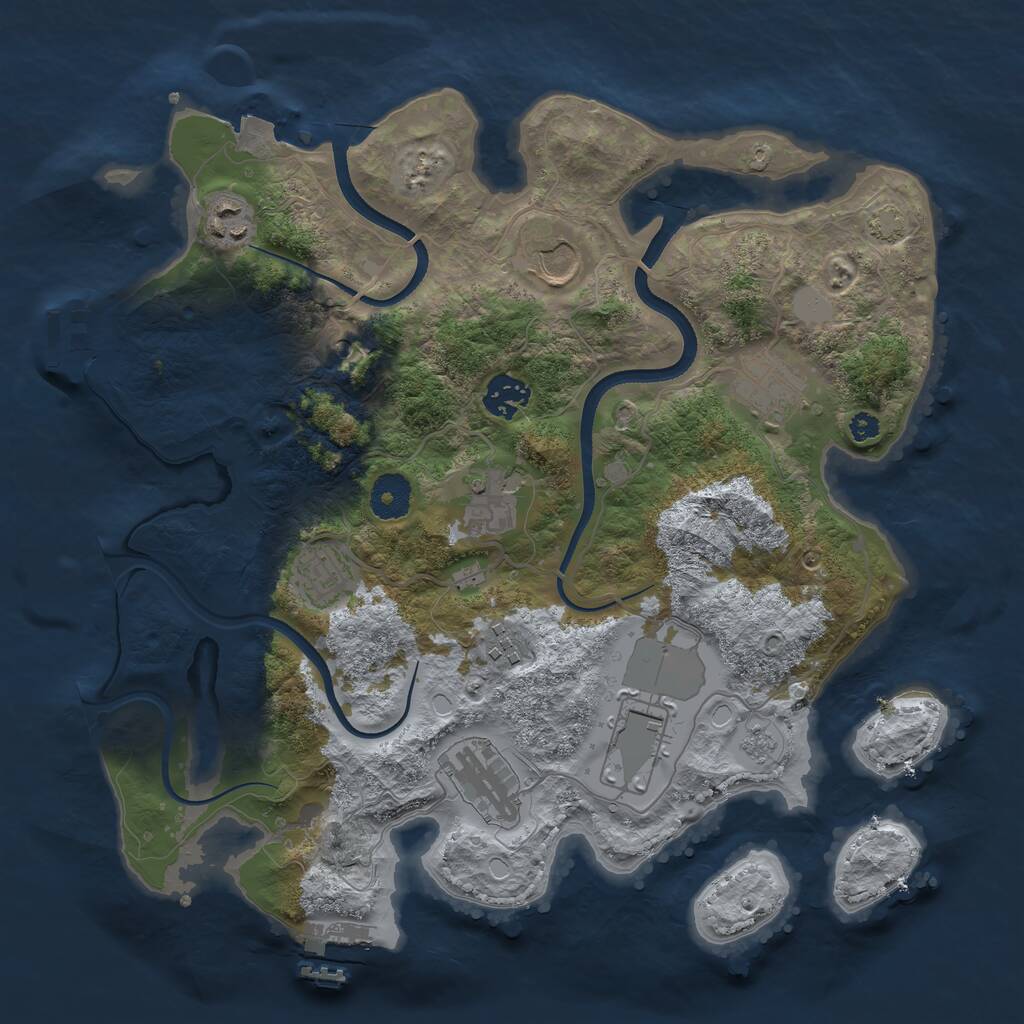 Rust Map: Procedural Map, Size: 3500, Seed: 439351618, 15 Monuments