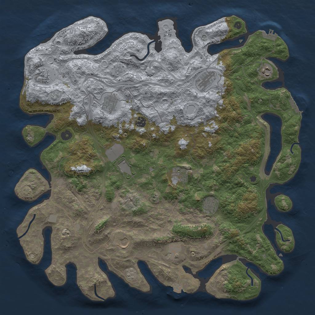 Rust Map: Procedural Map, Size: 4500, Seed: 522876076, 19 Monuments