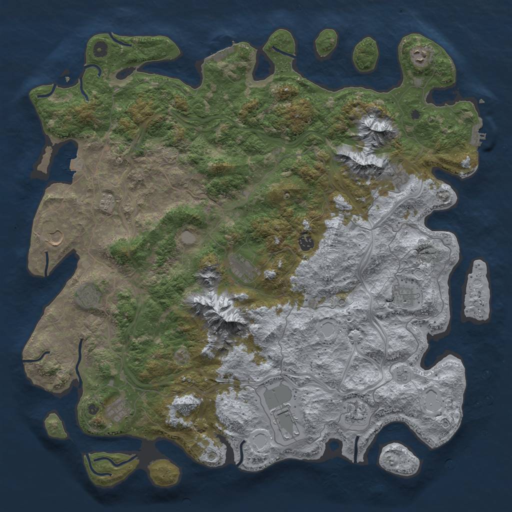 Rust Map: Procedural Map, Size: 5000, Seed: 1886613458, 19 Monuments