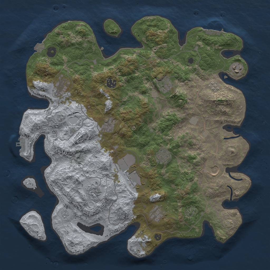 Rust Map: Procedural Map, Size: 4000, Seed: 4921765, 19 Monuments