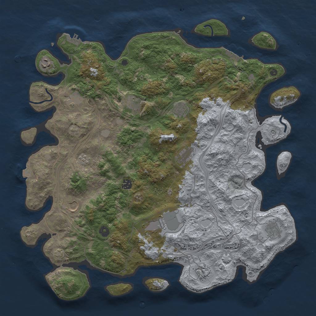 Rust Map: Procedural Map, Size: 4500, Seed: 55637322, 19 Monuments