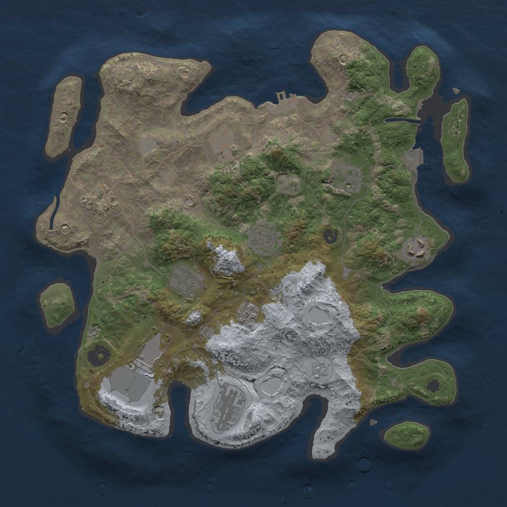 Rust Map: Procedural Map, Size: 3500, Seed: 102589321, 16 Monuments