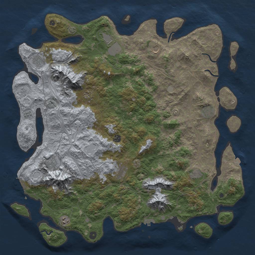 Rust Map: Procedural Map, Size: 5001, Seed: 570247490, 19 Monuments