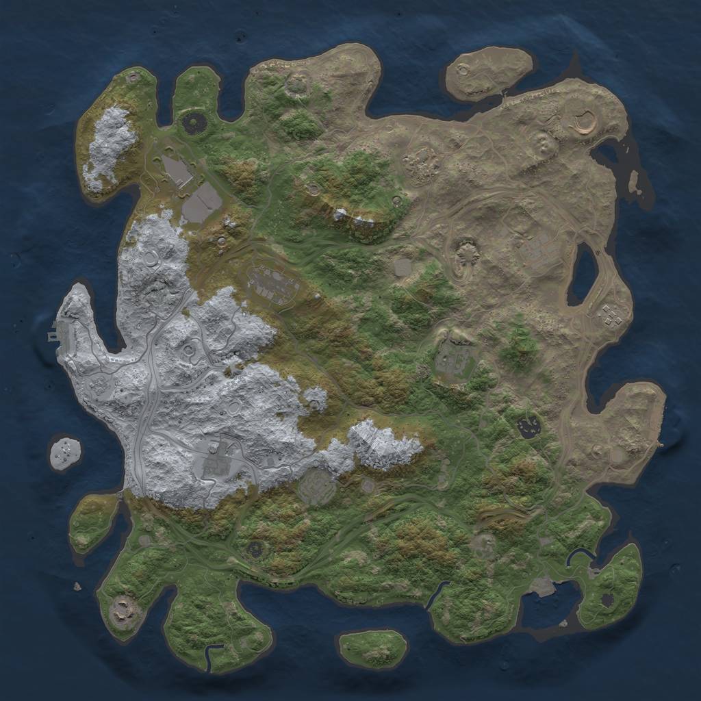 Rust Map: Procedural Map, Size: 4500, Seed: 455363, 19 Monuments