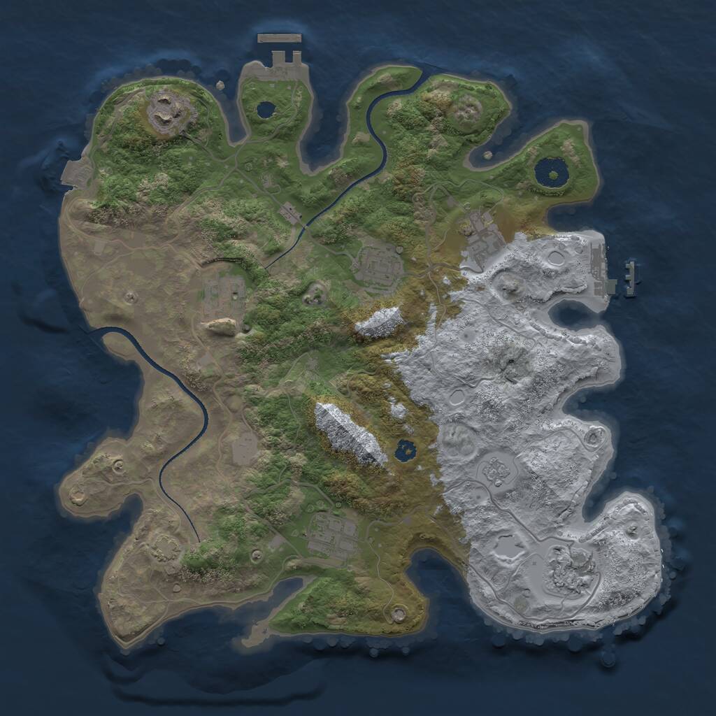 Rust Map: Procedural Map, Size: 3300, Seed: 725192479, 11 Monuments