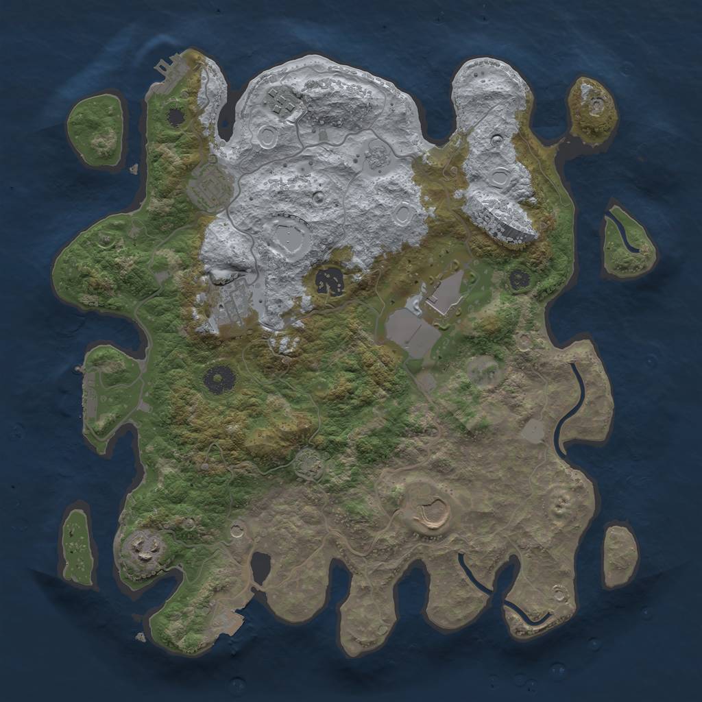 Rust Map: Procedural Map, Size: 3500, Seed: 1036050057, 15 Monuments