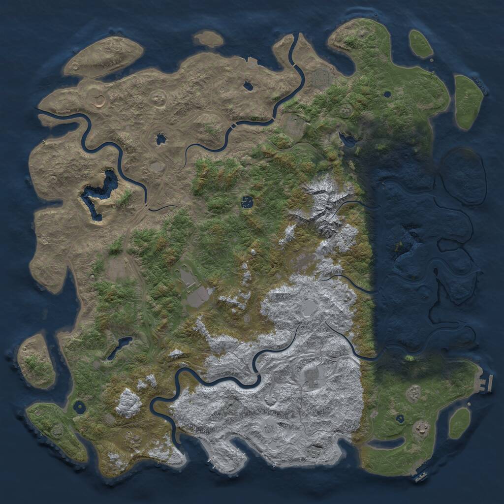 Rust Map: Procedural Map, Size: 6000, Seed: 64135, 17 Monuments