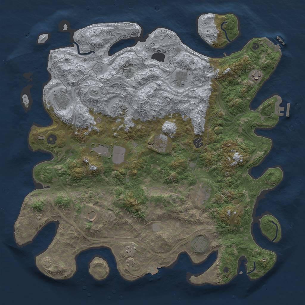 Rust Map: Procedural Map, Size: 4500, Seed: 1740286432, 19 Monuments