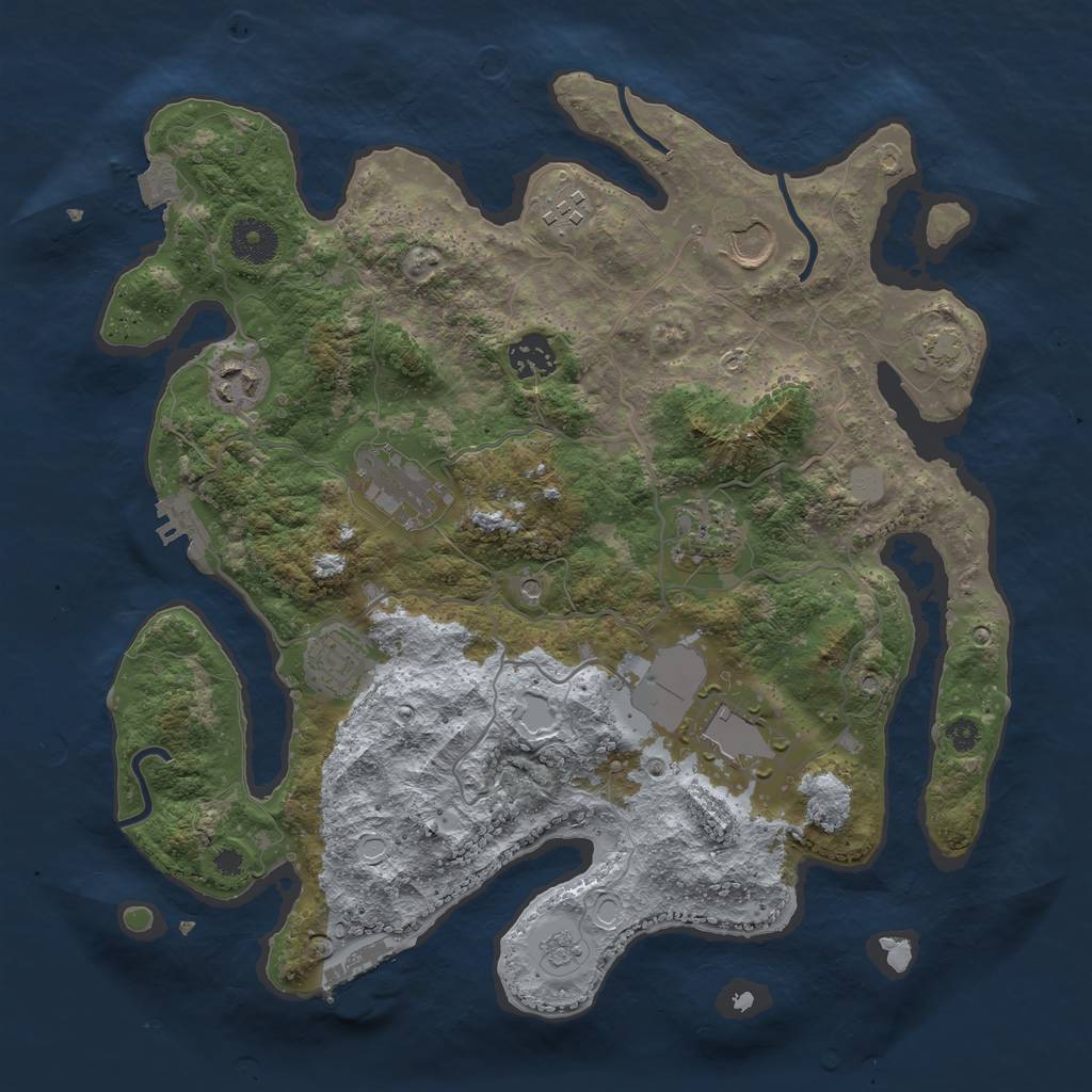 Rust Map: Procedural Map, Size: 3500, Seed: 286832683, 16 Monuments