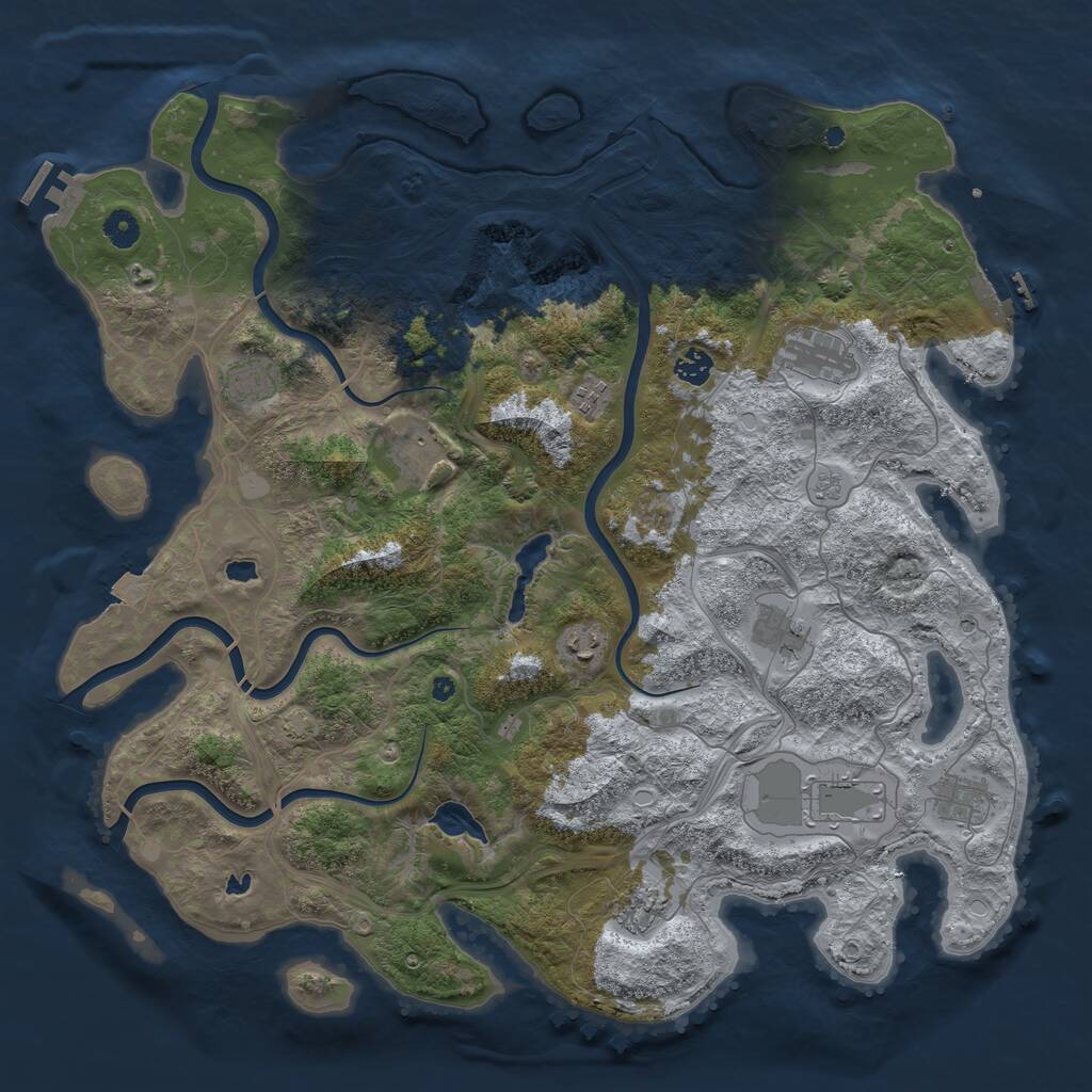 Rust Map: Procedural Map, Size: 4500, Seed: 219999462, 16 Monuments