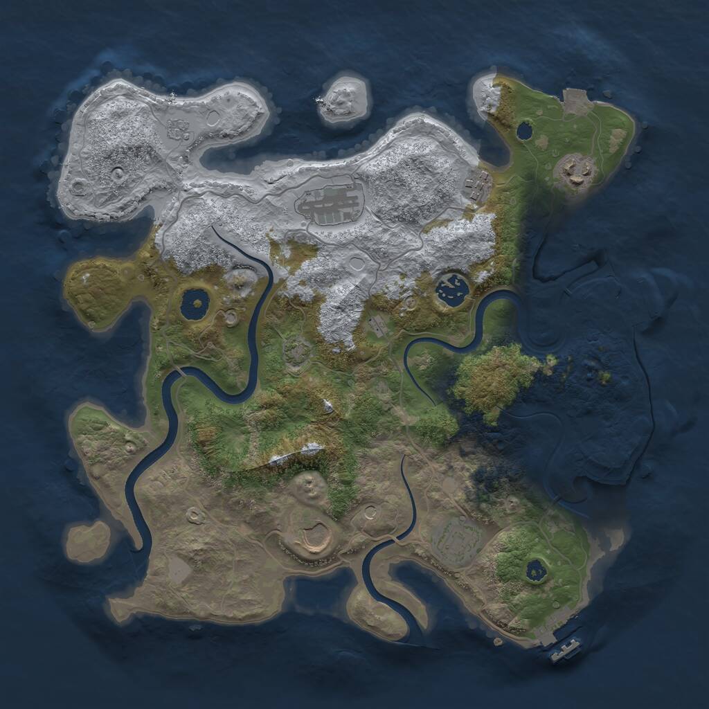 Rust Map: Procedural Map, Size: 3500, Seed: 881890217, 12 Monuments