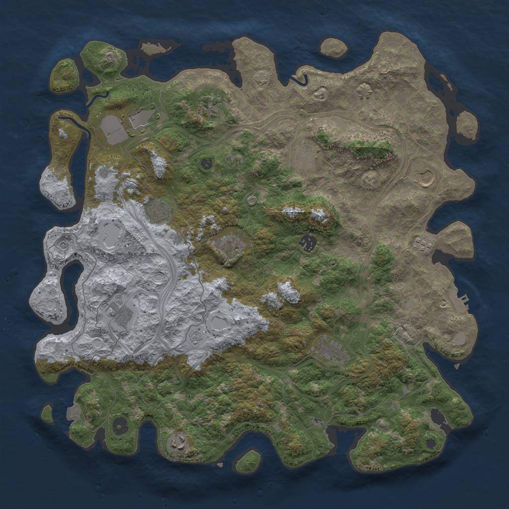 Rust Map: Procedural Map, Size: 4500, Seed: 213095267, 18 Monuments