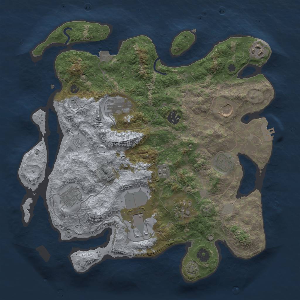 Rust Map: Procedural Map, Size: 3500, Seed: 345365602, 16 Monuments