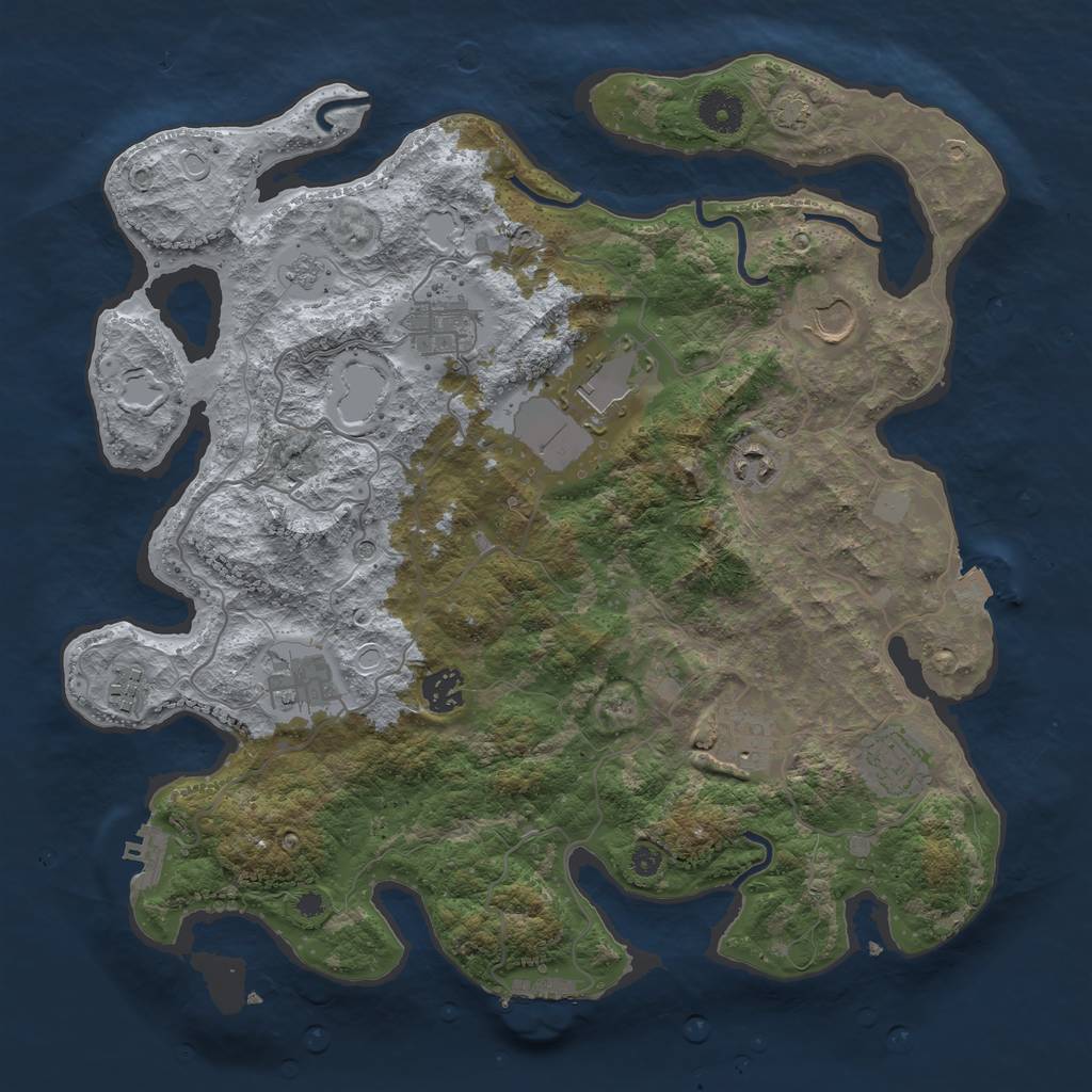 Rust Map: Procedural Map, Size: 3750, Seed: 2052024, 17 Monuments