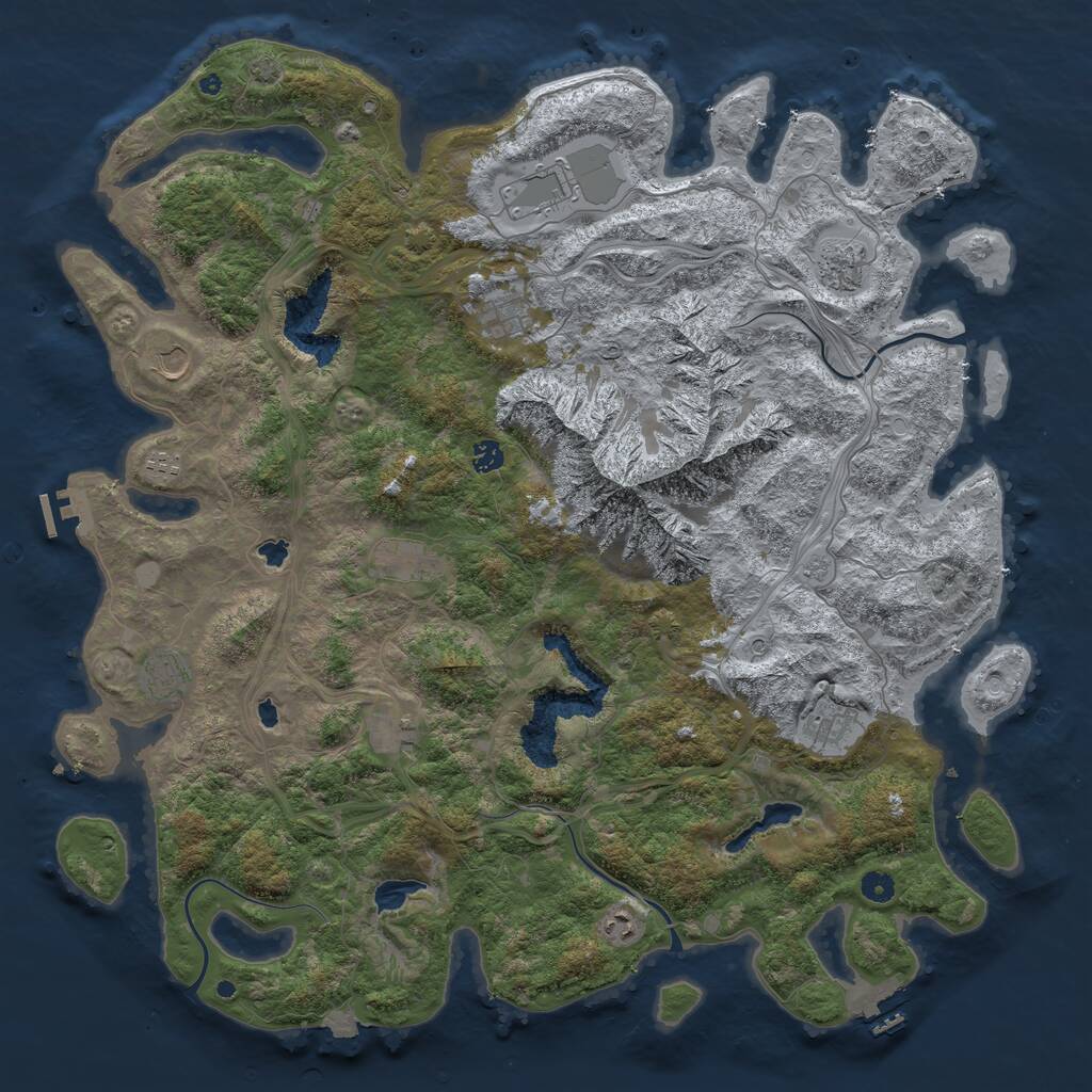 Rust Map: Procedural Map, Size: 5000, Seed: 12120000, 17 Monuments