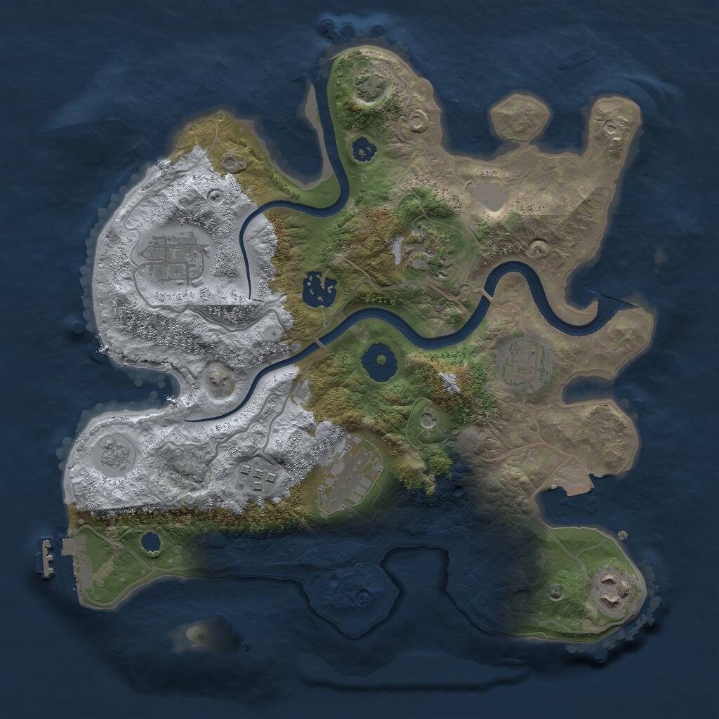 Rust Map: Procedural Map, Size: 3000, Seed: 23496, 12 Monuments