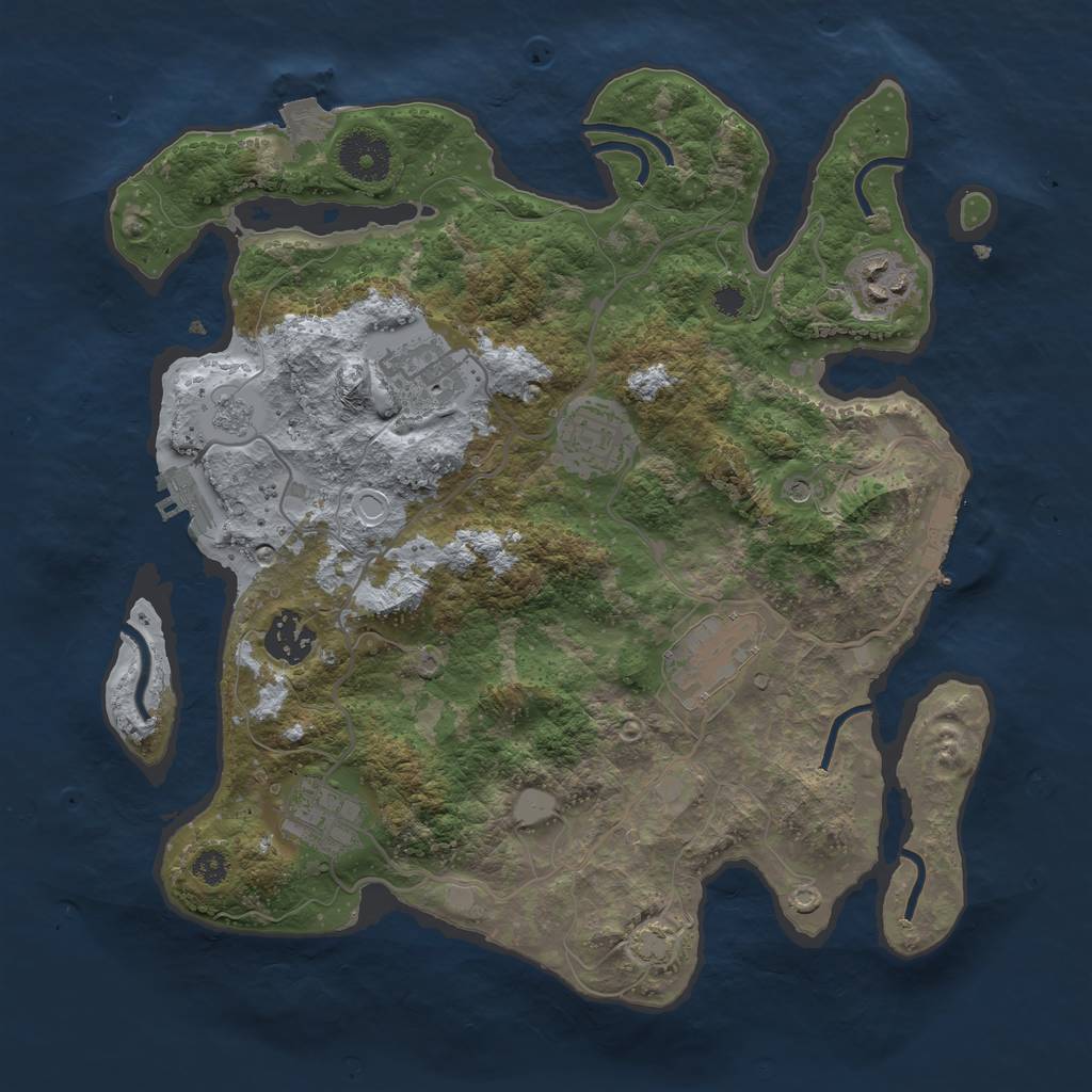 Rust Map: Procedural Map, Size: 3258, Seed: 96, 14 Monuments