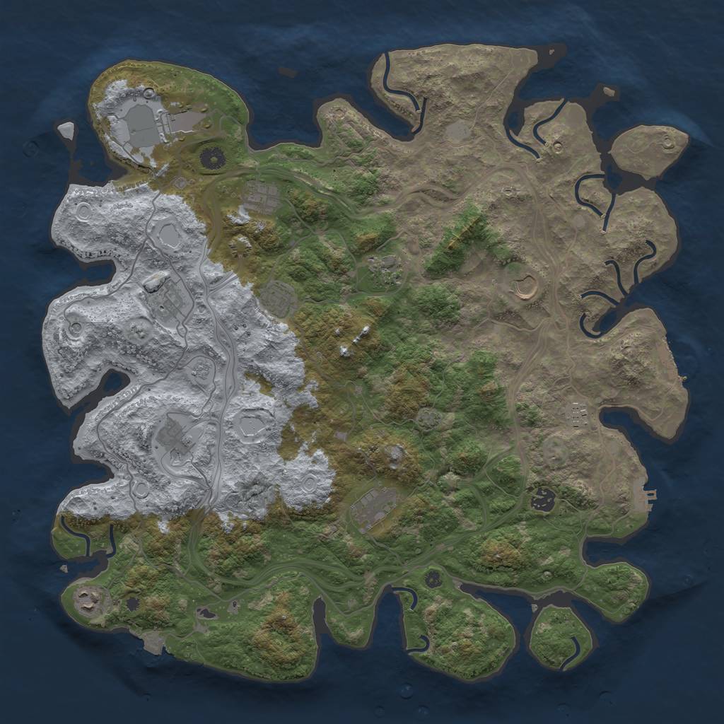 Rust Map: Procedural Map, Size: 4500, Seed: 1520945170, 19 Monuments