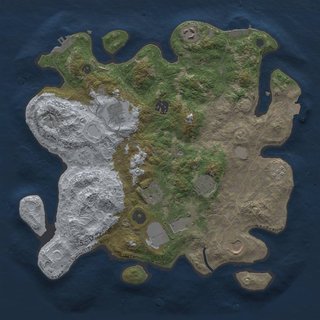 Rust Map: Procedural Map, Size: 3500, Seed: 66778800, 16 Monuments