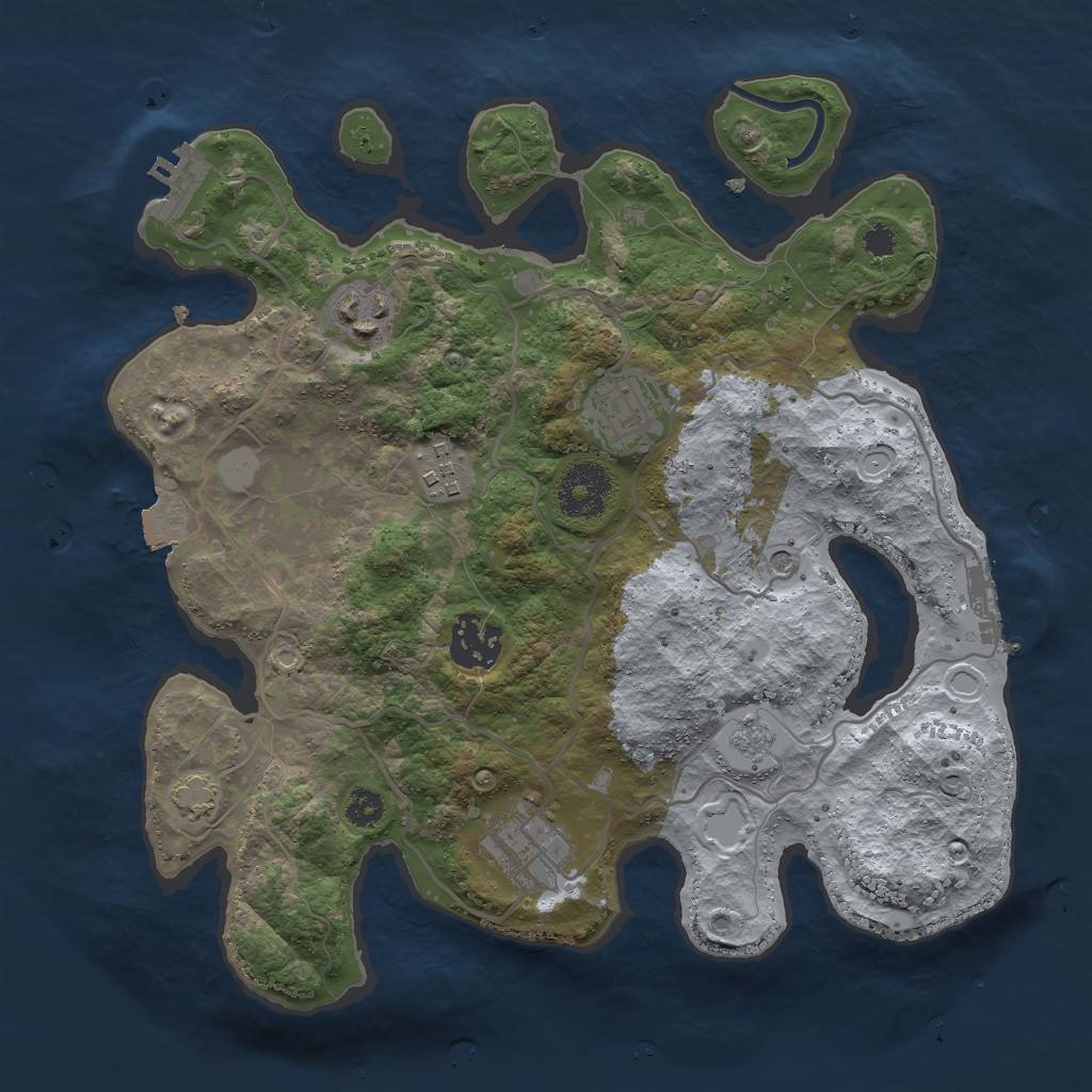 Rust Map: Procedural Map, Size: 3000, Seed: 1238176341, 13 Monuments