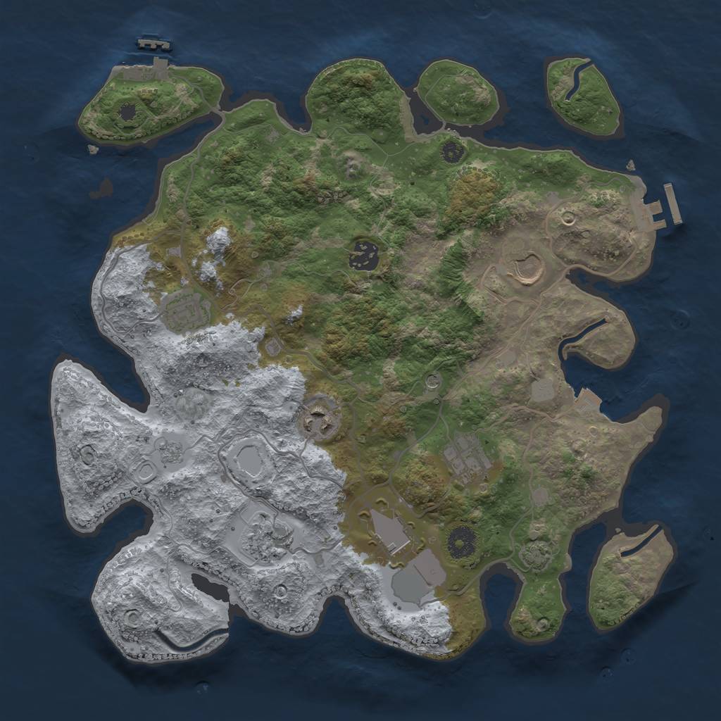 Rust Map: Procedural Map, Size: 3500, Seed: 258043104, 15 Monuments