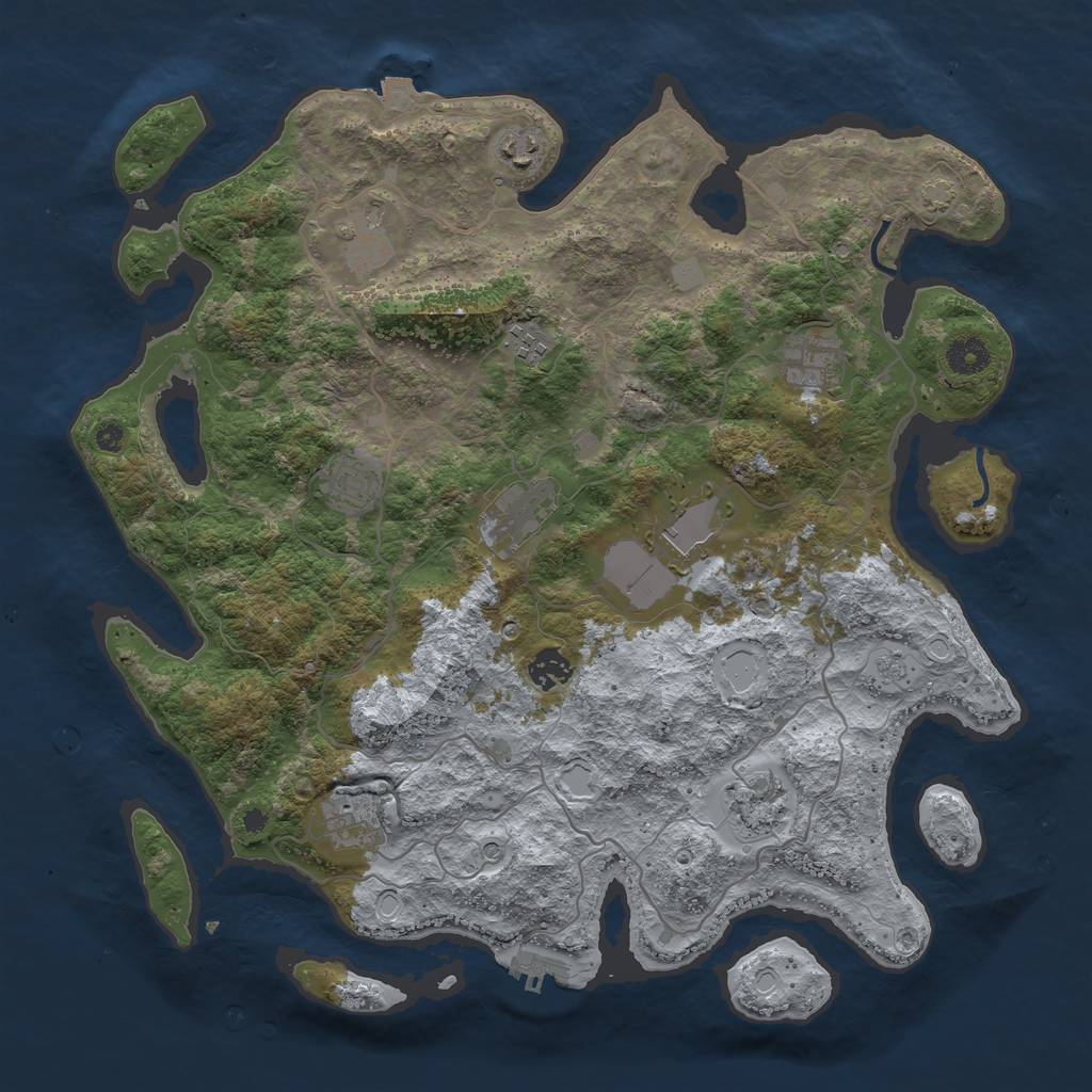 Rust Map: Procedural Map, Size: 4000, Seed: 800593402, 17 Monuments
