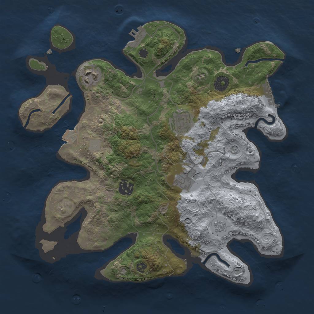 Rust Map: Procedural Map, Size: 3000, Seed: 9768, 11 Monuments