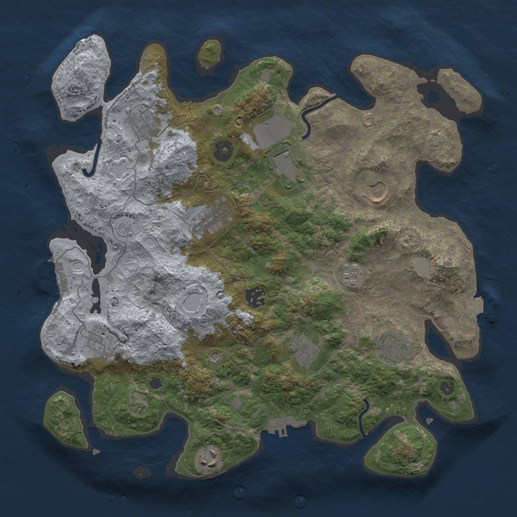 Rust Map: Procedural Map, Size: 3700, Seed: 3950, 18 Monuments