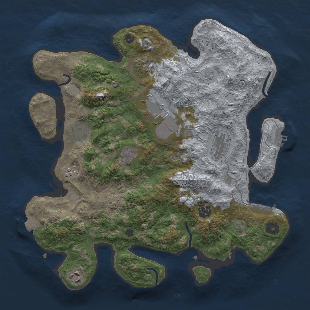 Rust Map: Procedural Map, Size: 3500, Seed: 947250860, 16 Monuments