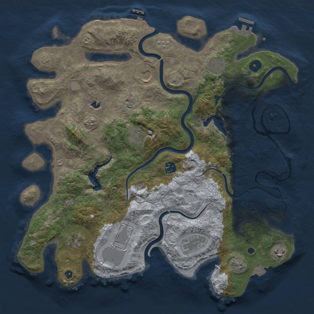 Rust Map: Procedural Map, Size: 4000, Seed: 1656989715, 14 Monuments
