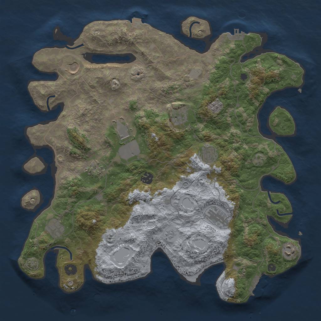 Rust Map: Procedural Map, Size: 4000, Seed: 1656989715, 18 Monuments
