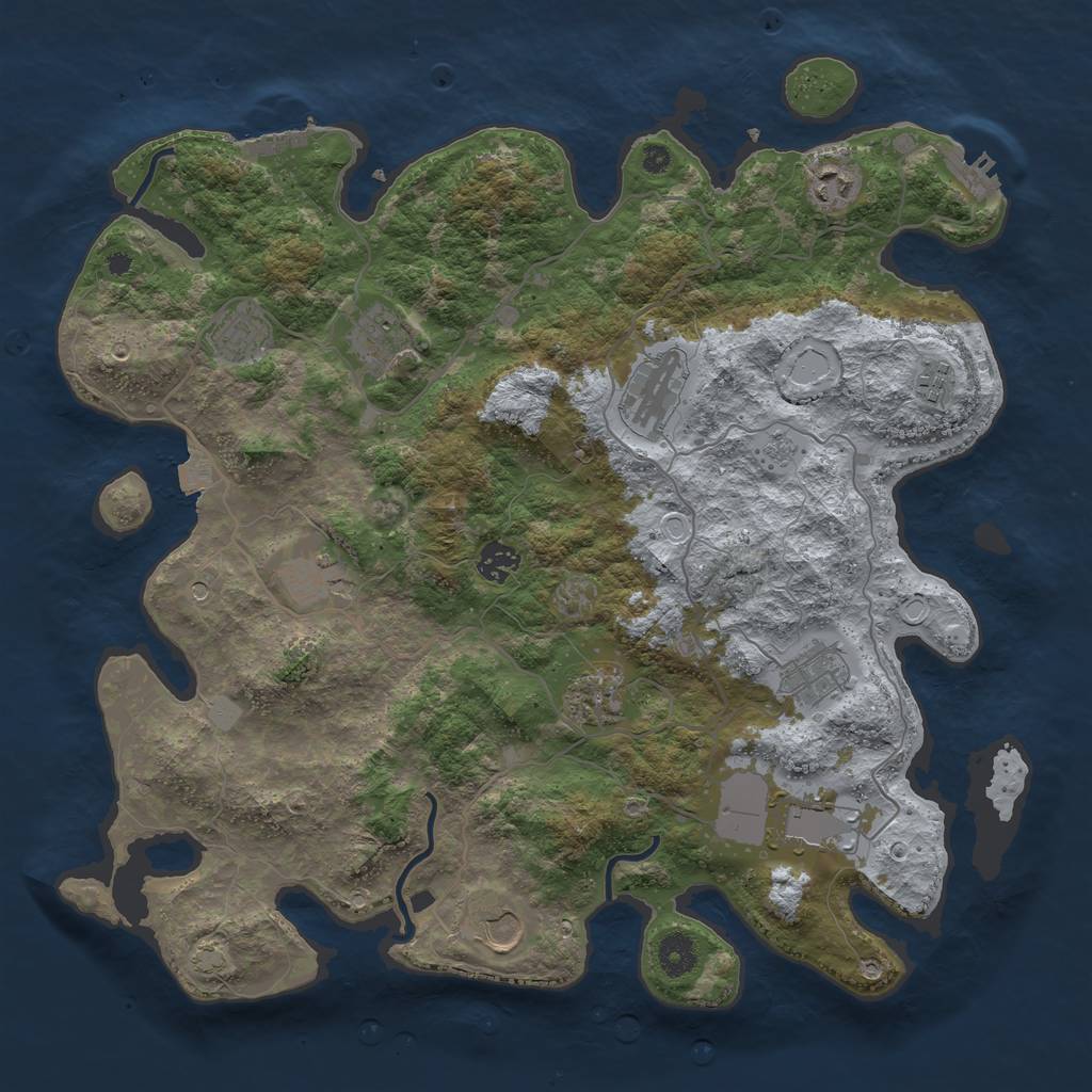 Rust Map: Procedural Map, Size: 4000, Seed: 201188509, 19 Monuments