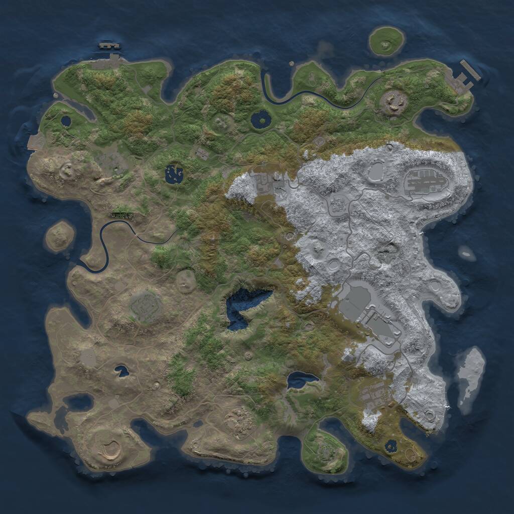 Rust Map: Procedural Map, Size: 4000, Seed: 201188509, 16 Monuments
