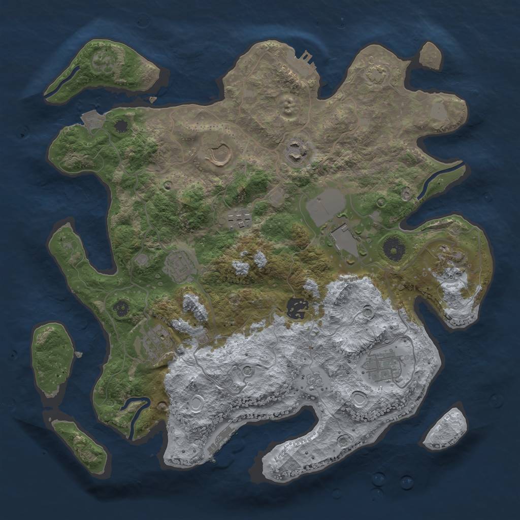 Rust Map: Procedural Map, Size: 3500, Seed: 835829724, 17 Monuments